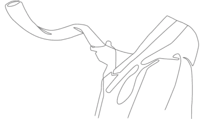 drawing of shofar blowing