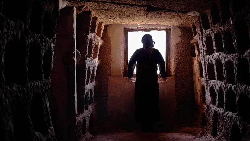 Man looking out of the window