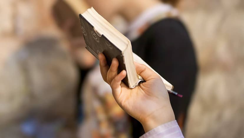 Woman reading at the Western Wall