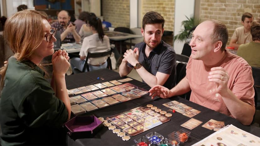 Group of people playing board games