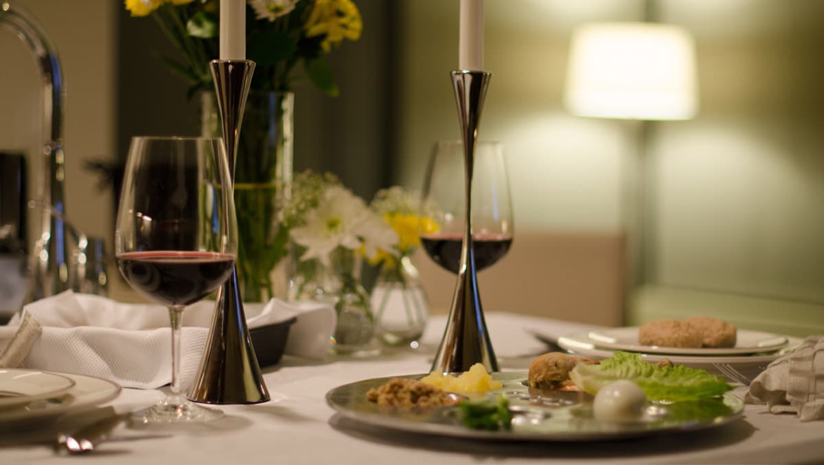 Seder table ready for Passover