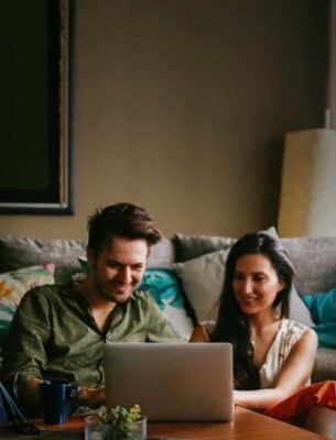 Couple studying Jewish Evangelism in their living room.