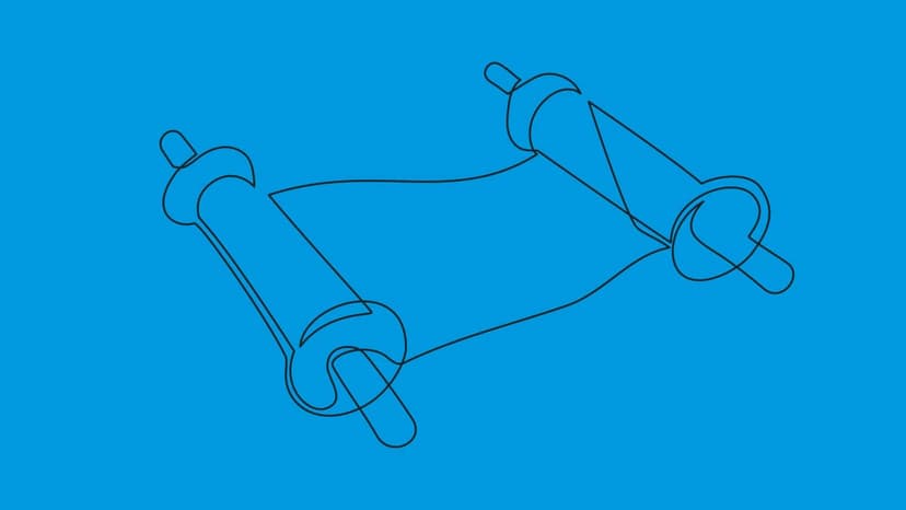 Single line illustration of a Torah scroll