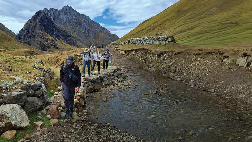 Our Massah team hikes along the trails in Peru
