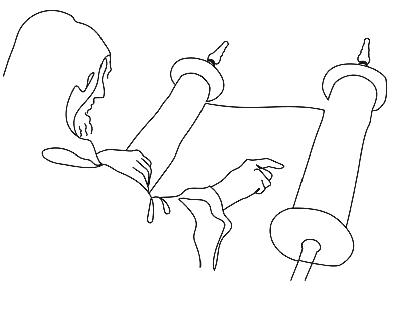 Ancient Scripture reading drawing