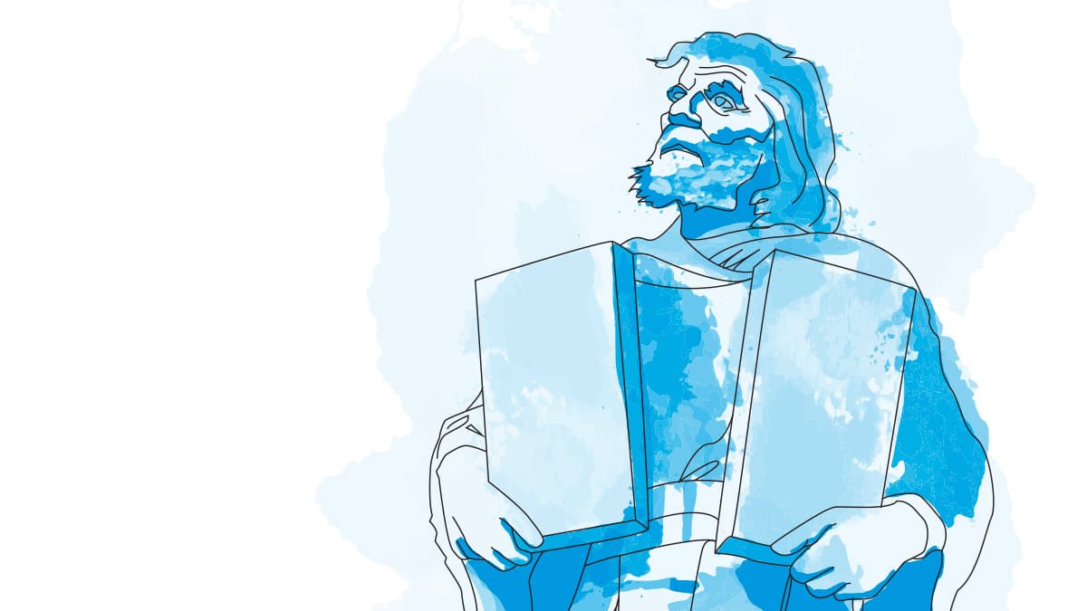 Illustration of Moses holding the tablets of the Law
