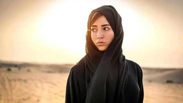 Young woman wearing a black head covering, Ruth from Torah
