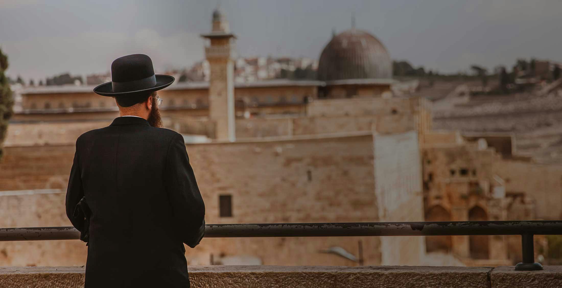 Orthodox Jewish Man Looking at Jerusalem