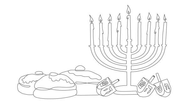 drawing of hanukkah symbols