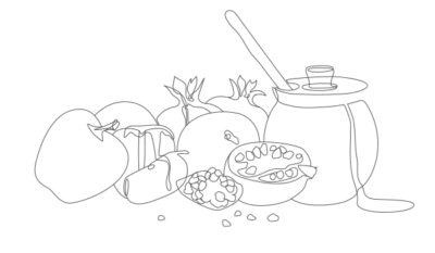 drawing of rosh hashanah symbols