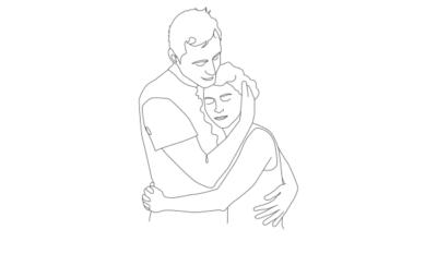 drawing of a couple hugging