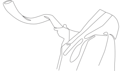 drawing of shofar blowing