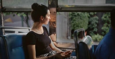 Young Jewish woman on a bus