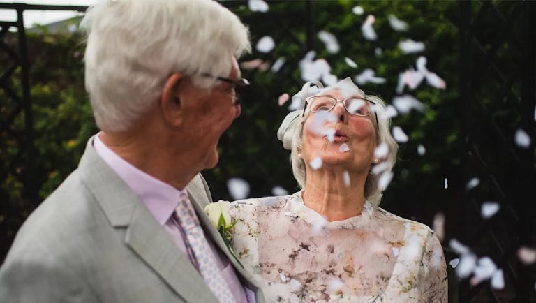 an old couple celebrating